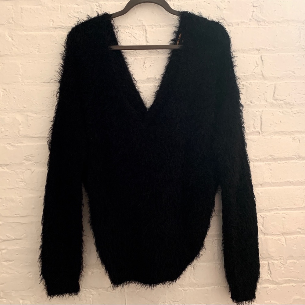 Slouchy Black Sweater with Criss-Cross Back